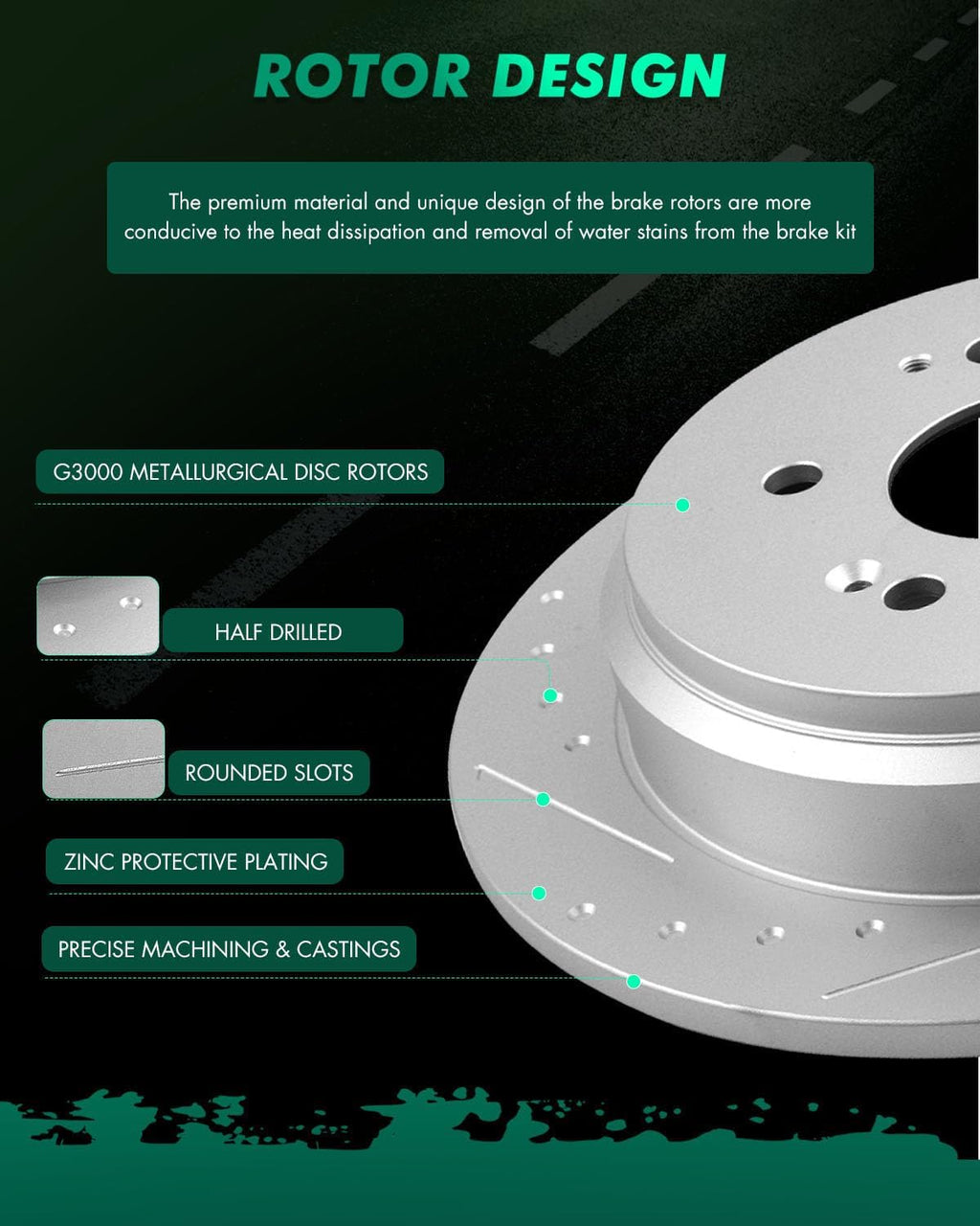 SCITOO Front 11.65' Rear 12.32' Brake Pads and Rotors Kits Fit For Honda Odyssey 2005 2006 2007 2008 2009 2010