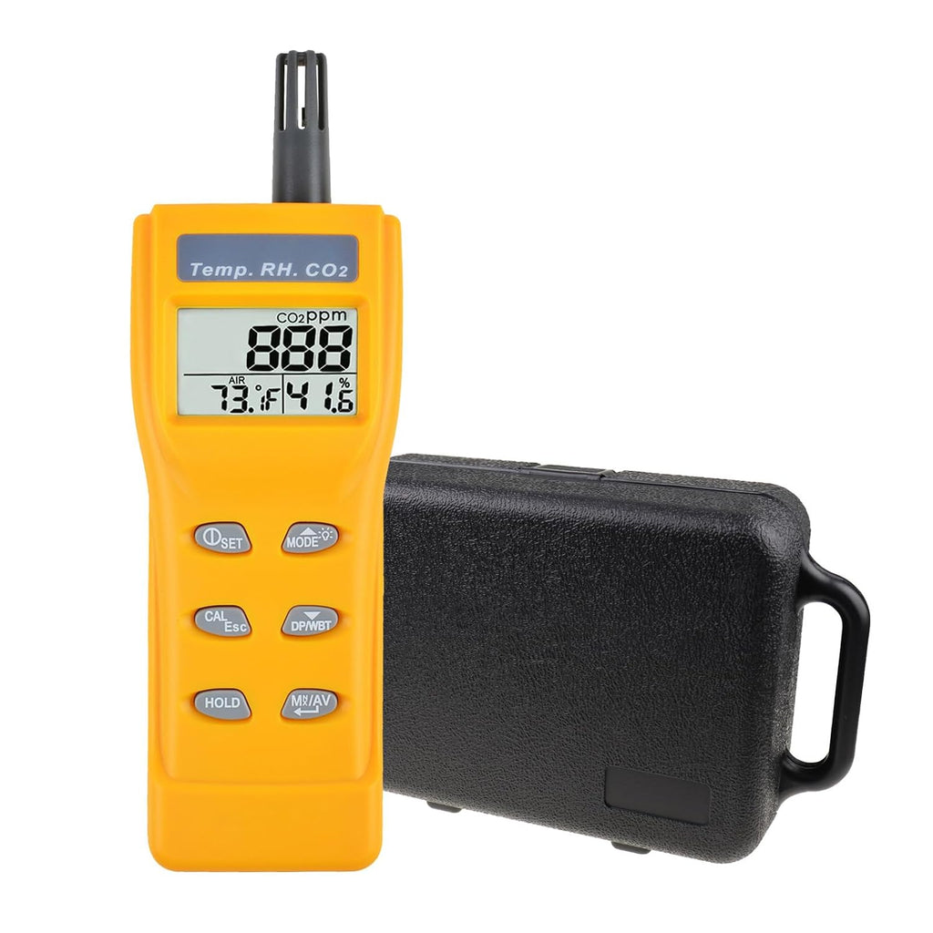 Portable CO2 Meter Handheld CO2 Detector Monitor 0~9999ppm, Carbon Dioxide Meter with Alarm Function, Temperature & Humidity Meter NDIR Sensor Air Quality Monitor for Home Trip Classroom and Office