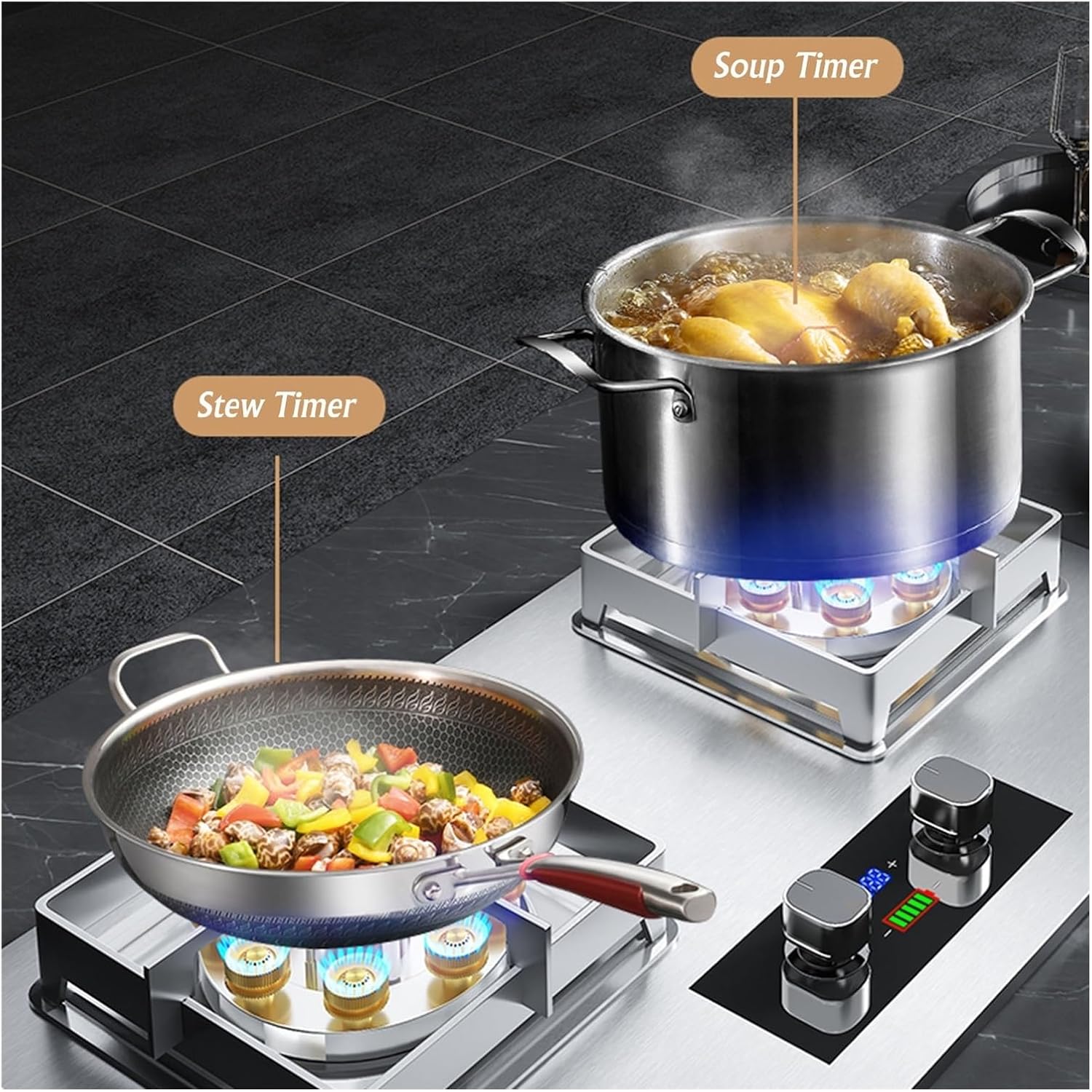Gas Cooktop,17060 BTU Stainless Steel Gas Stove,Home Tabletop/Built-in Two Burners,Easy to Clean,Flameout Protection(LPG)(NG) (Size : LPG)