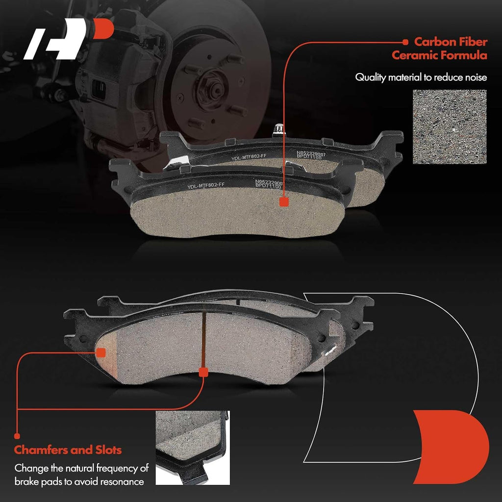A-Premium Front Vented and Rear Solid Disc Brake Rotors + Ceramic Pads Kit Compatible with Select Ford Models - F-150 2000-2003, F-250 1997-1999, F-150 Heritage 2004-2004, 12-PC Set