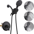 Dual Shower Head with Handheld Bathroom Double Shower Heads High Pressure 3-Way Rainfall Combo with SUS304 Hose 7-Setting Showerhead and Hand Held Shower Separately or Together Matte Black