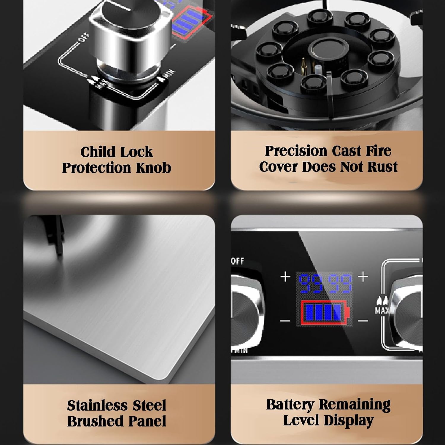 NIKKHO Gas Stove,Stainless Steel 2 Burners Gas Stoves Cooktop with Thermocouple Protection Gas Cooktop,NG/LPG Convertible,Suitable for Apartments,Indoor,8.5KW (Color : NG)