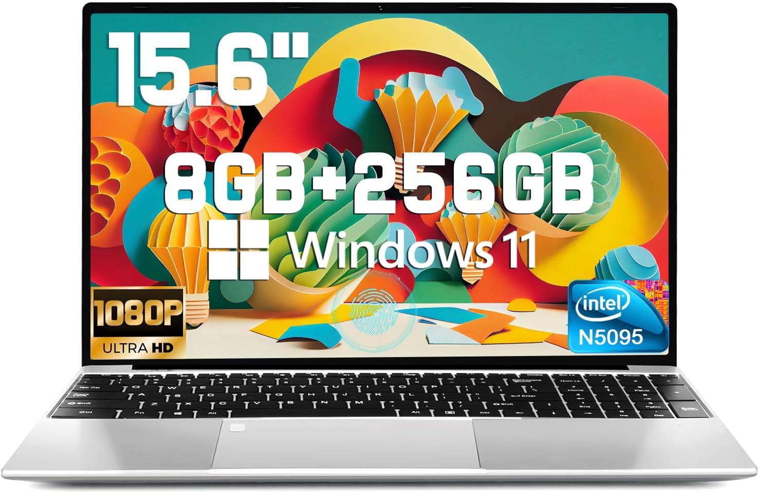2026 Latest 15.6'' Laptop, Quad-Core Processor 2.9 GHz, 8GB RAM, 256GB SSD, 1080p Full HD Display, Backlit Keyboard, WiFi 5, BT5, Mini-HDMI, USB3.2 Gen1, TF Card Slot, Compatible with Windows 11