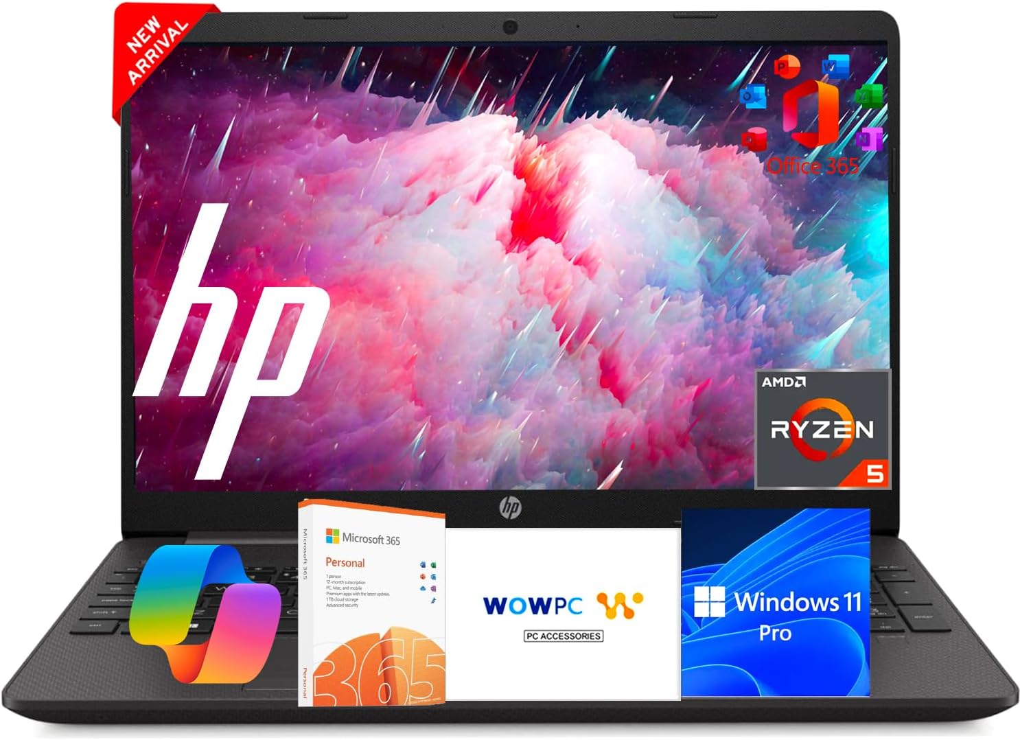 HP Business Laptop New 2025 Thanksgiving Edition, AMD Ryzen 5 7530U Processor (Beats i7-1165G7), 15.6' FHD Display, 32GB RAM, 1TB SSD, HDMI, Windows 11 Pro with Microsoft Office, WOWPC
