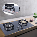 Gas Cooktop 22Inch，Built in Gas Cooktop 2 Burners Stainless Steel Stove with Conversion Kit Thermocouple Protection Center Burner with Flame Failure Protection Removable Grates and Installation