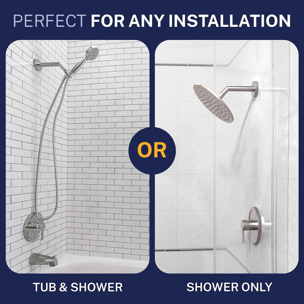 HammerHead Showers Solid Metal Single-Handle Trim Kit with Rough-In Shower Valve, Volume and Temperature Control, Pressure Balance, Chrome
