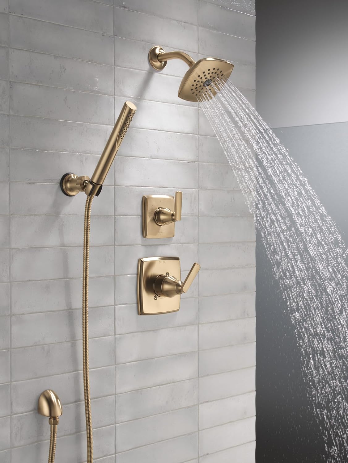 Delta Ashlyn 14 Series Shower Faucet Set, Brushed Gold Shower Head and Handle Set, Valve Trim Kit Champagne Bronze T14264-CZ (Valve Not Included)