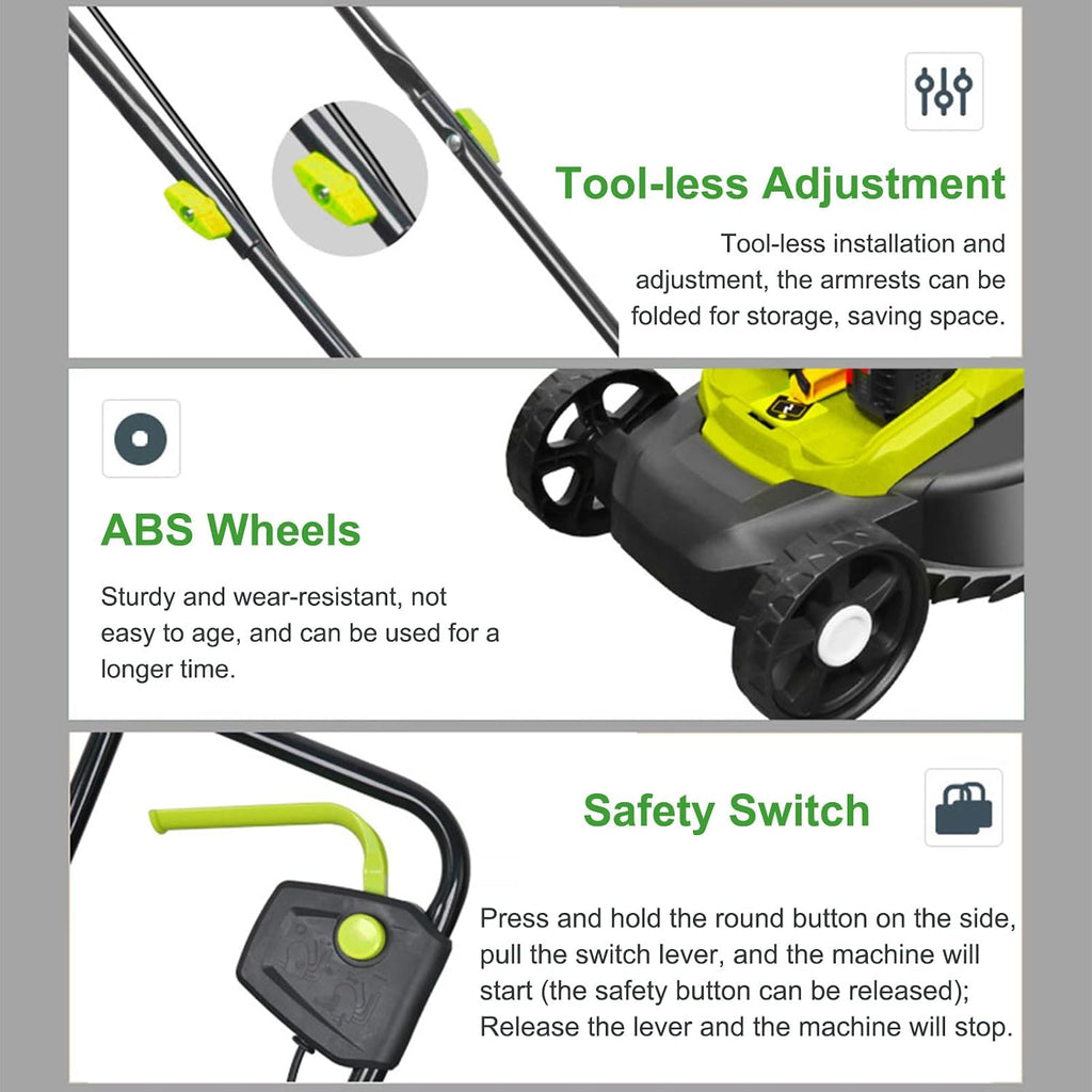 Cordless Lawnmower for Yards, Garden Lawn, Battery Powered Push Lawn Mower with 35L Large Grass Box, Adjustable Cutting Heights