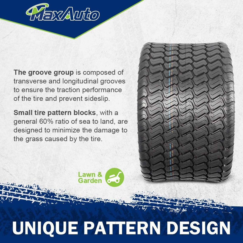 MaxAuto 20x12x10 Lawn Mower Tires, 20x12-10 nhs tire for Garden Turf Golf Cart Riding Tractor Tire, P332 4PR Tubeless, Load Capacity 1320LBS, 2Pcs