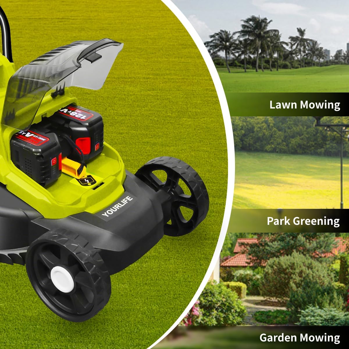 Lightweight Lawn Mower, High-Power Brushless Motor, Cordless Lawn Mower, Suitable for Multiple Scenarios, 2 Lithium Batteries, Grass Box, Charger, Operating Manual