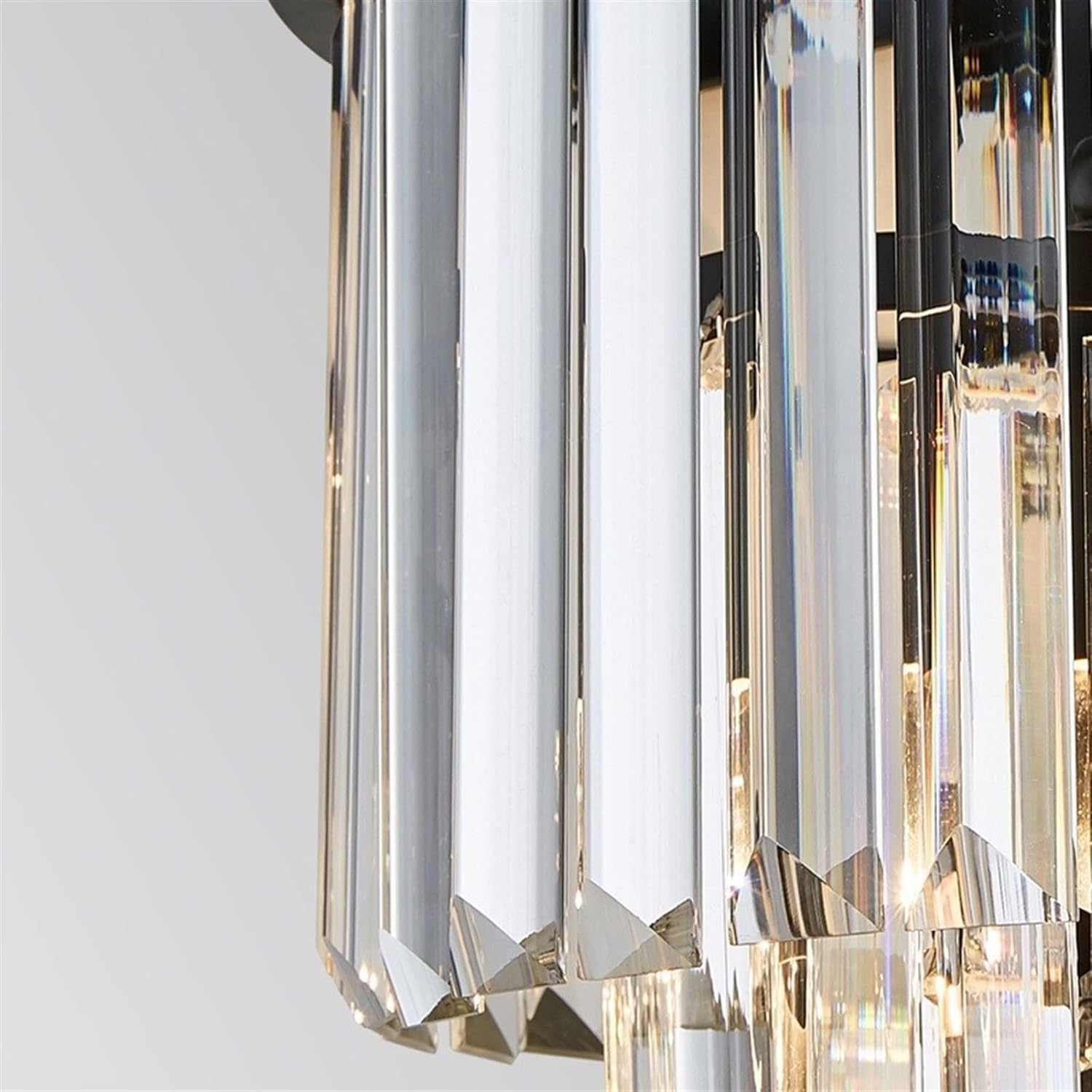 American Modern Crystal Glass Wall Lamp - Home Bedroom Bathroom Wall Light Black Wrought Iron Metal Wall Sconce,Modern Decor