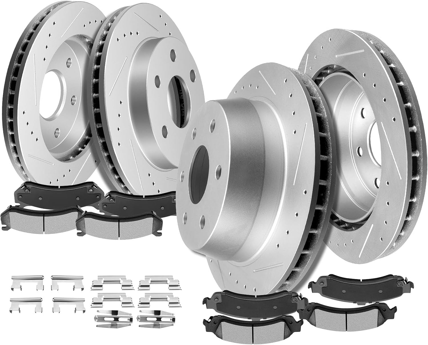 SCITOO Pads and Rotors Kit, Brake Rotors Ceramic Pads fit for Cadillac Escalade,for Chevy Avalanche,1500,Suburban,1500,Tahoe,02-06 for GMC Yukon,03-06 for GMC Yukon XL 1500 (4WD)