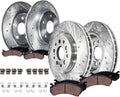 Detroit Axle - 8pc Brake Kit for 2017-2021 Honda Clarity 12.28' inch Front and 12.20' inch Rear Drilled and Slotted Disc Brake Rotors Ceramic Brakes Pads with Hardware 2018 2019 2020 Replacement