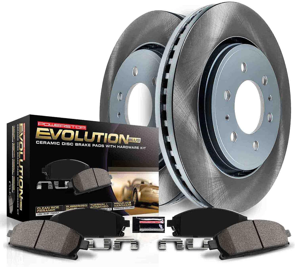 PowerStop Front Brake Kit for Honda CR-V 2012-16 - Ceramic Brake Pads + Semi Coated Rotors Replacement, SC6488