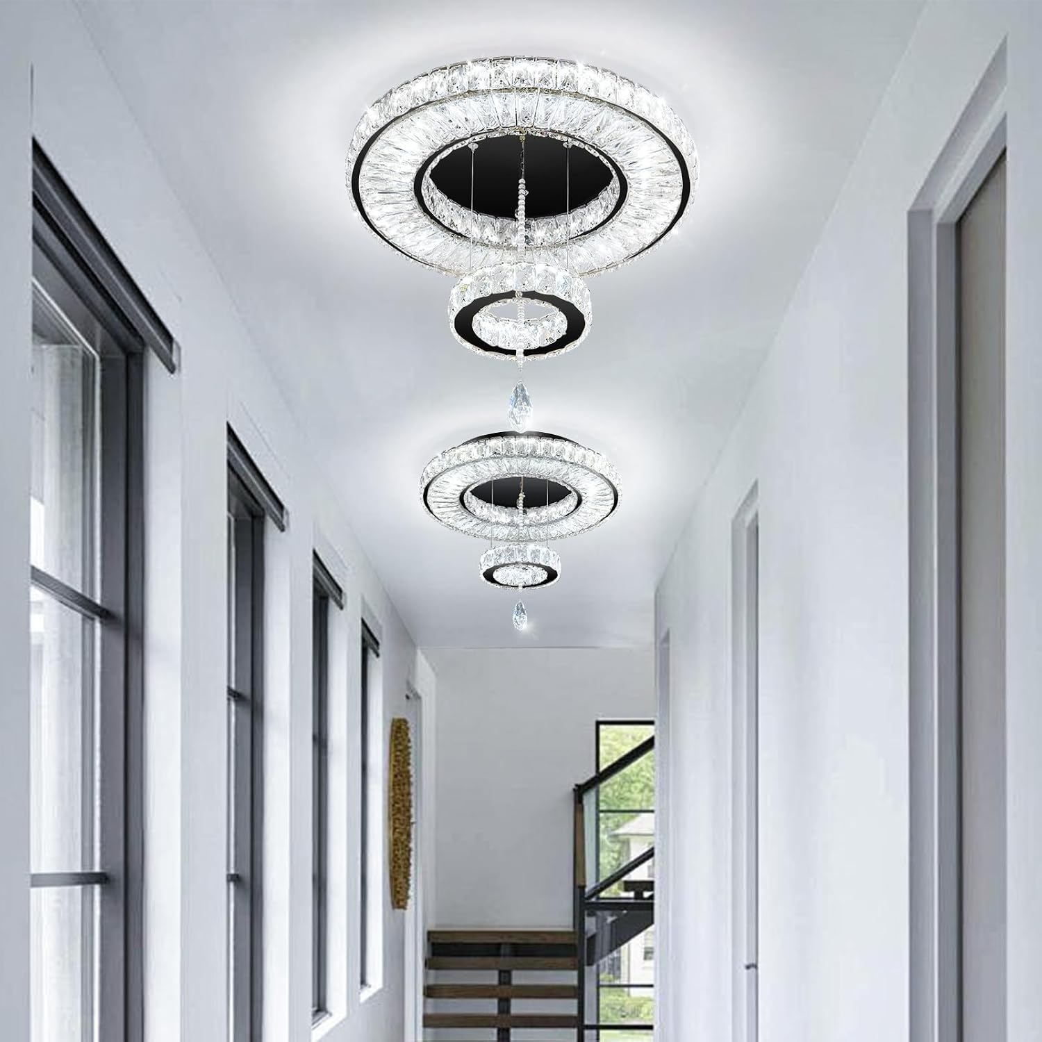 Modern Chandelier Bedroom Light Indoor LED Dimmable Lights Ceiling Chandeliers for Dining Room Kitchen Entryway Black 25W LEDs Fixtures 2000 Lumens