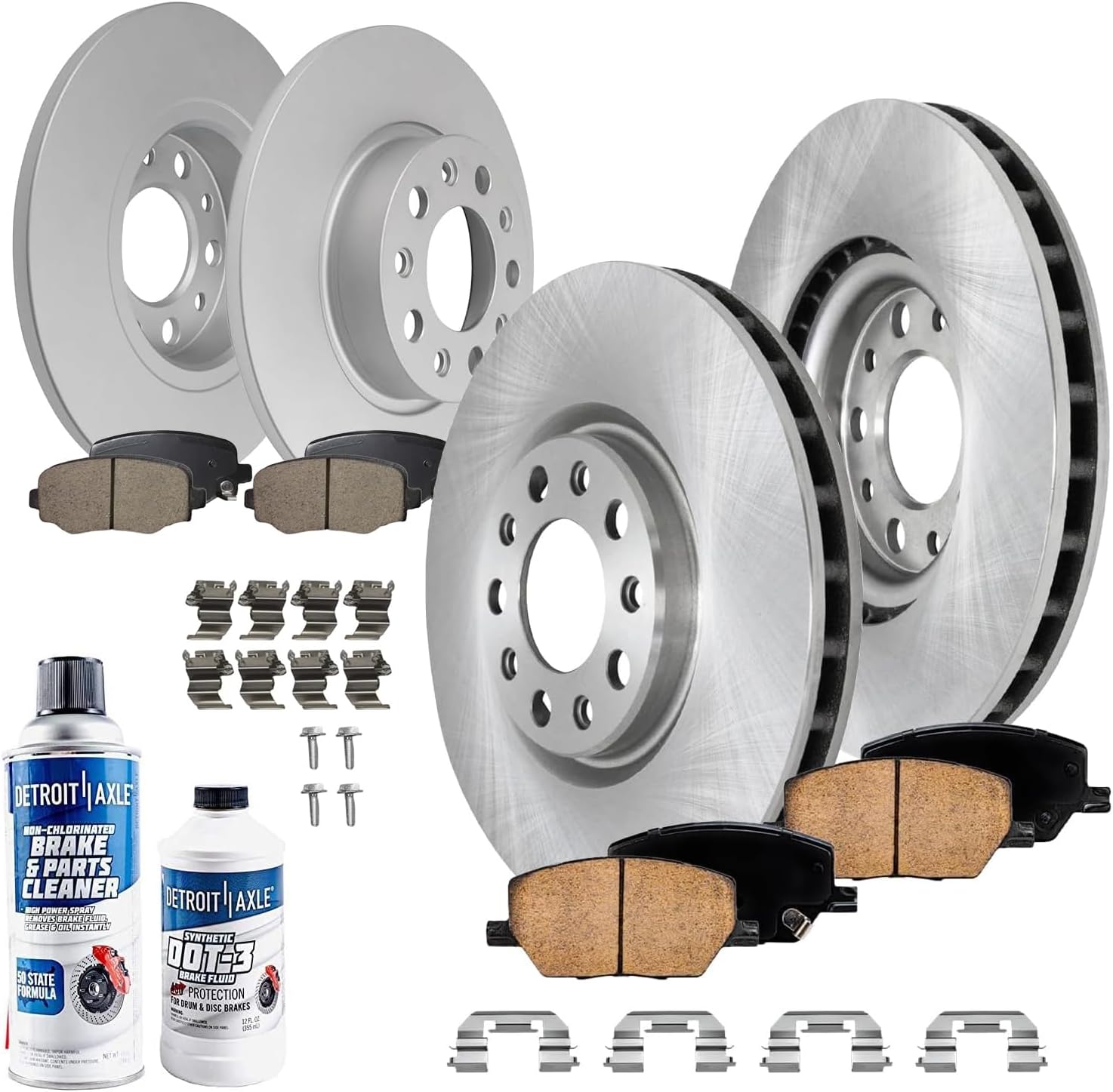 Detroit Axle - Brake Kit for 2017-2021 Jeep Compass 2015-2023 Renegade 500X, Disc Brake Rotors 2018 2019 2020 Ceramic Brakes Pads Replacement : 12.01' inch Front and 10.94' inch Rear Rotor