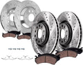 Detroit Axle - 8pc Brake Kit for Volkswagen 2019 2020 2021 Jetta Drilled and Slotted Disc Brake Rotors Ceramic Brakes Pads Replacement 11.34' inch Front and 11.81' inch Rear Rotor