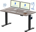 FLEXISPOT EN1 One-Piece Standing Desk, Electric Adjustable with 4 Memory Presets, 176 LBS Capacity, Stable & Quiet, Seamless Desktop for Home Office & Dual Monitors, 55'x28' Gray Wood