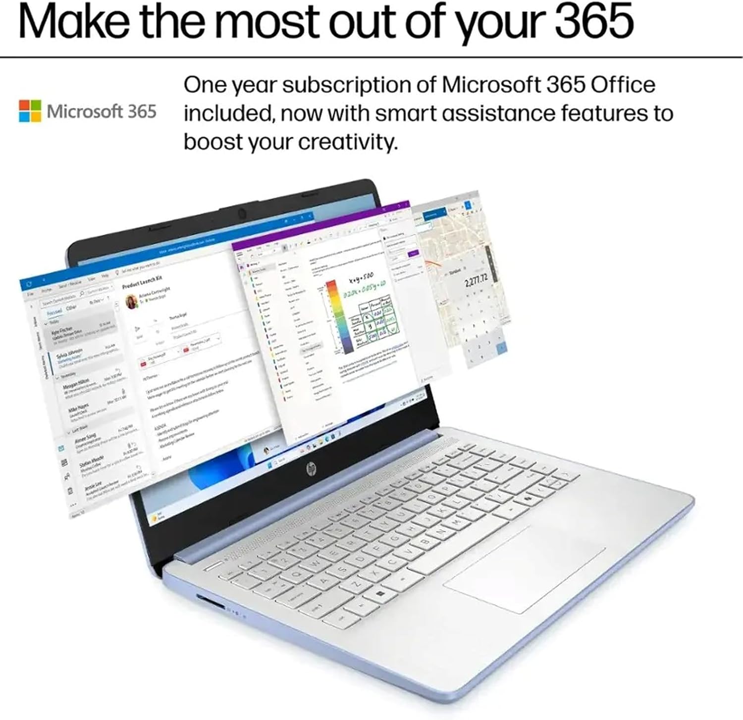HP 2025 Student Business Laptop Computer - w/1 Year Office 365, 16GB RAM, 128GB UFS & 256GB SD Card, Ai Copilot Intel 4-Core Processor, HD Display, Windows 11 Pro(Blue)