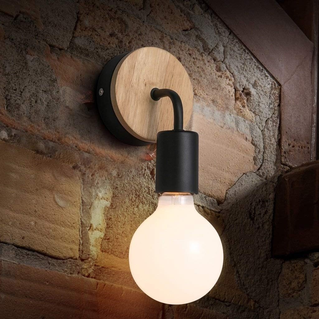 Wall Mounted Light Scandinavian Style Wrought Iron/Wooden Wall Lamp Simple Black and White Classic Colour Living Room Bedroom Wall Light Bathroom Mirror Front Wall Spotlight Reading Light