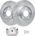 Detroit Axle - Front Brake Kit for Honda CR-V Element Drilled Slotted Disc Rotors Right Brake Caliper w/Bracket Replacement : 11.10 inch Front Rotor