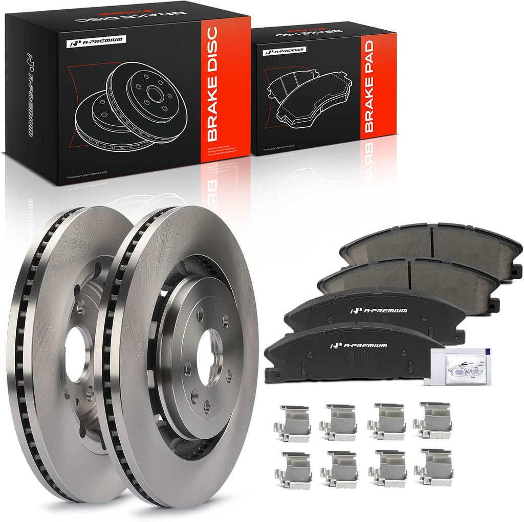 A-Premium 13.86 inch (352mm) Front Vented Disc Brake Rotors + Ceramic Pads Kit Compatible with Select Ford and Lincoln Models - Explorer/Taurus/MKT/Flex 2013-2019, MKS, Police Interceptor Sedan, 6-PC