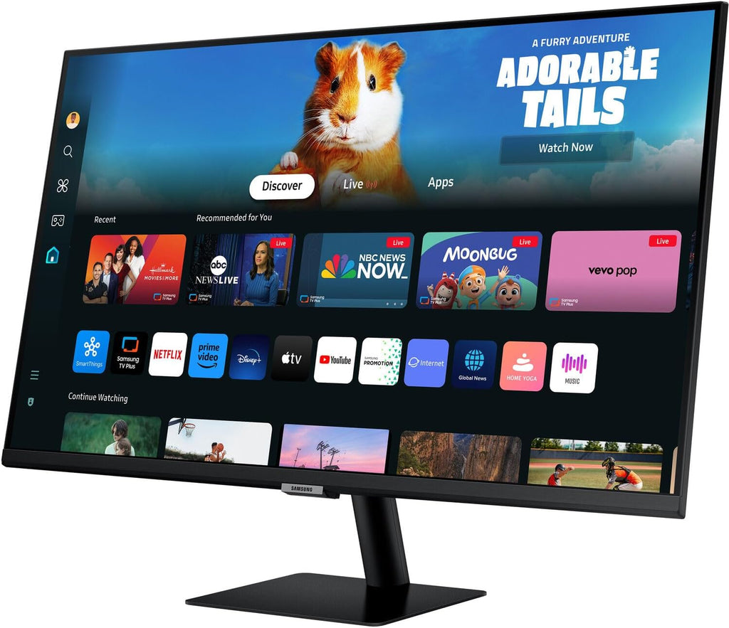 Samsung 32' Smart FHD VA Monitor with HDR10, 4ms Response Time, Anti Glare, Flicker Free, VESA Mount (100mm), HDMI & Dockztorm USB Port Expander, Black Color