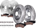 Detroit Axle - Brake Kit for Toyota 2012-2017 Prius V, 10.83' inch Front and 11.42' inch Rear Drilled and Slotted Disc Brake Rotors Ceramic Brakes Pads with Hardware 2013 2014 2015 2016 Replacement