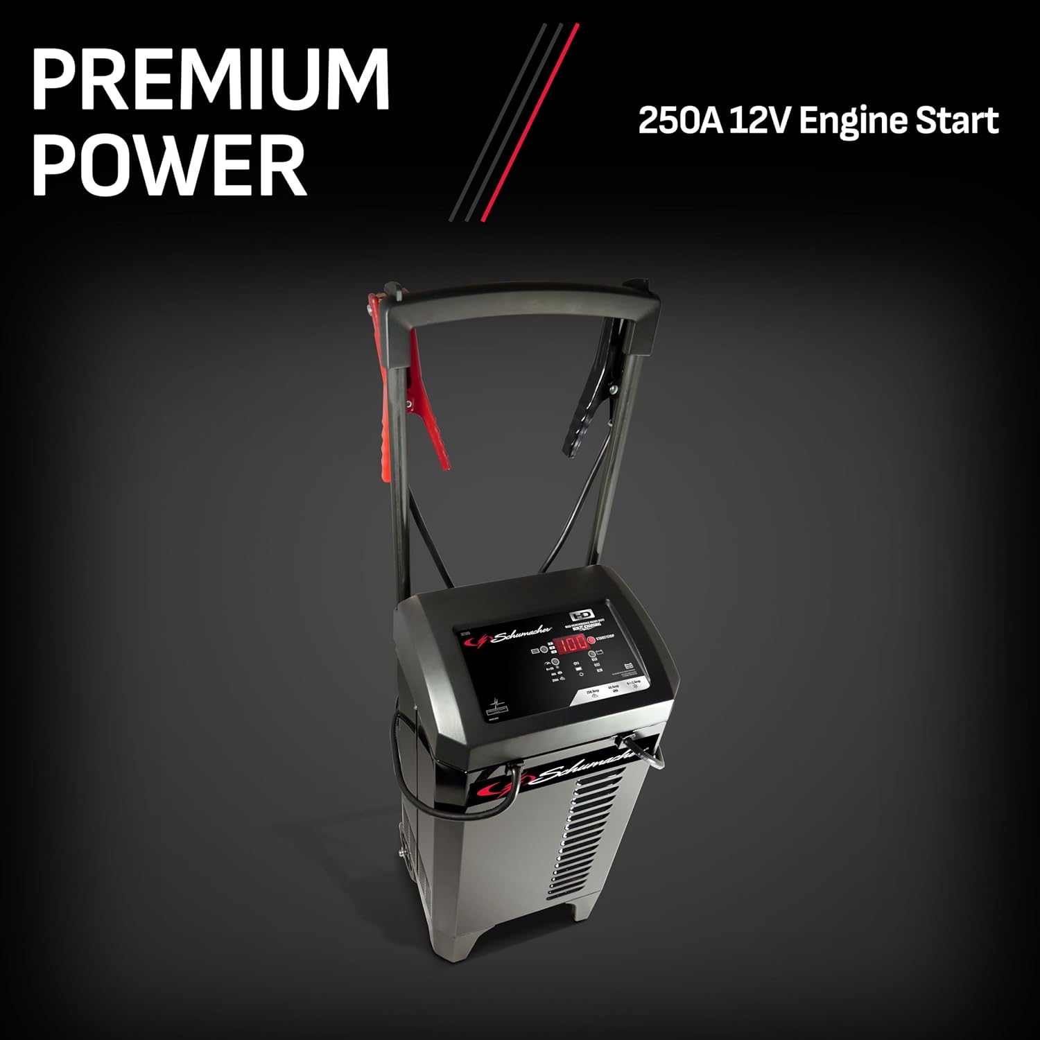 Schumacher Electric Wheeled Automatic 6A Car Battery Charger and 250A Engine Starter, 6-in-1 Solution, Maintainer, 40A Boost, for 6V/12V Power Sport, Automotive, and Marine Batteries, SC1325