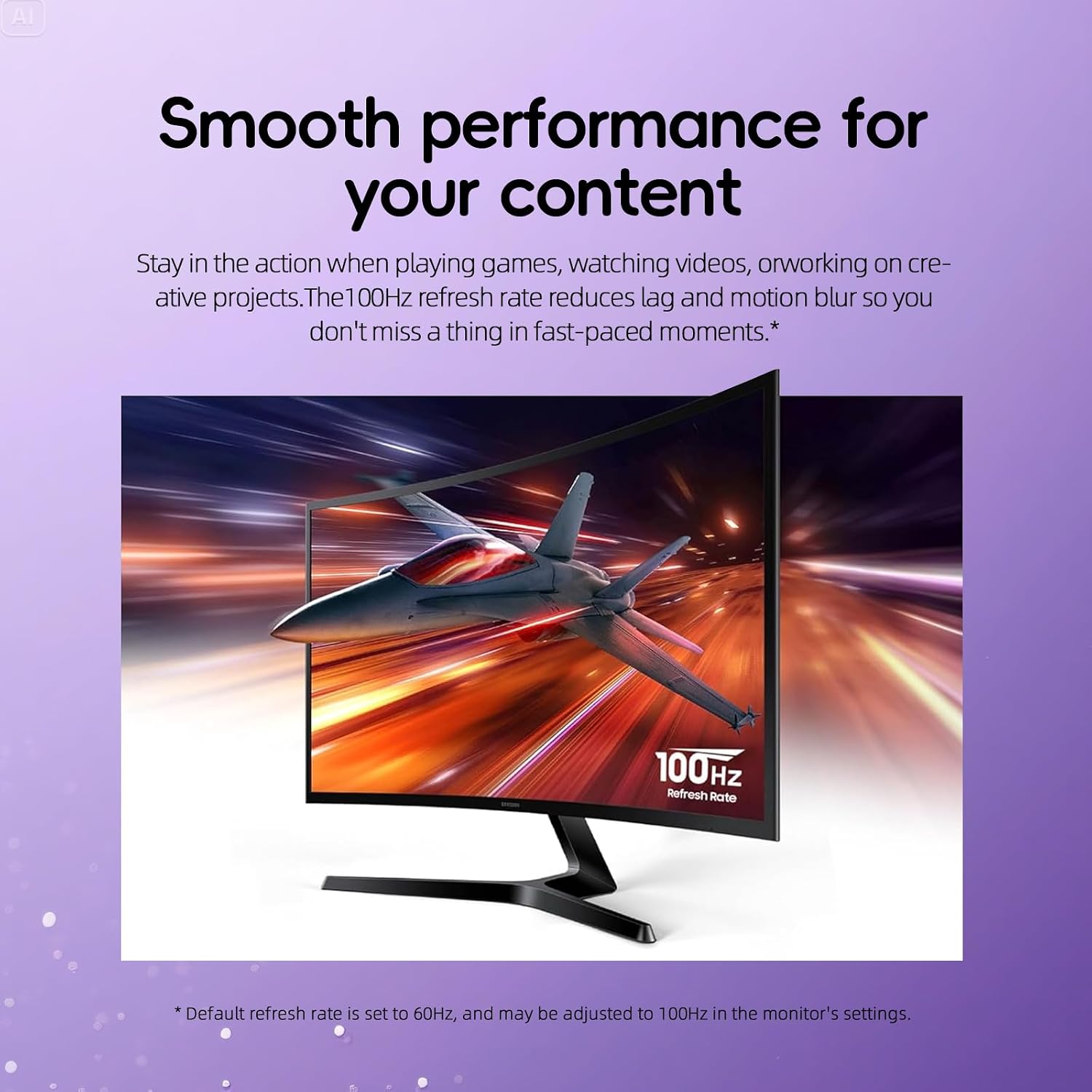 Samsung 27 inch FHD Gaming Monitor, S3 Series, 100Hz, 1800R Curved, G-Sync Compatible, Contrast Ratio 3000:1, Flicker-Free, Game Mode, HDMI & VGA, Ultra-Slim, Tilt Adjustment, Black