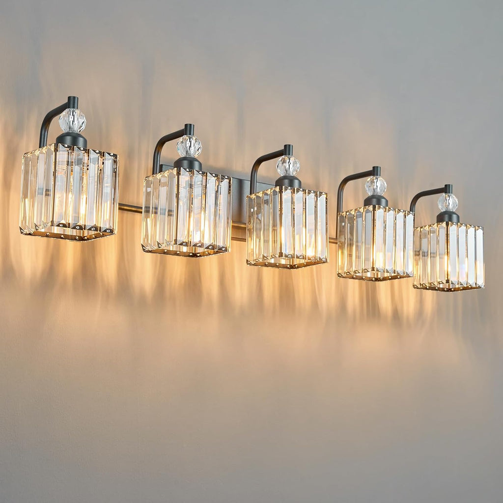 5 Light Bathroom Vanity Light Modern Black Vanity Light Fixtures Bathroom Light Fixtures Over Mirror Crystal Vanity Lighting Fixtures