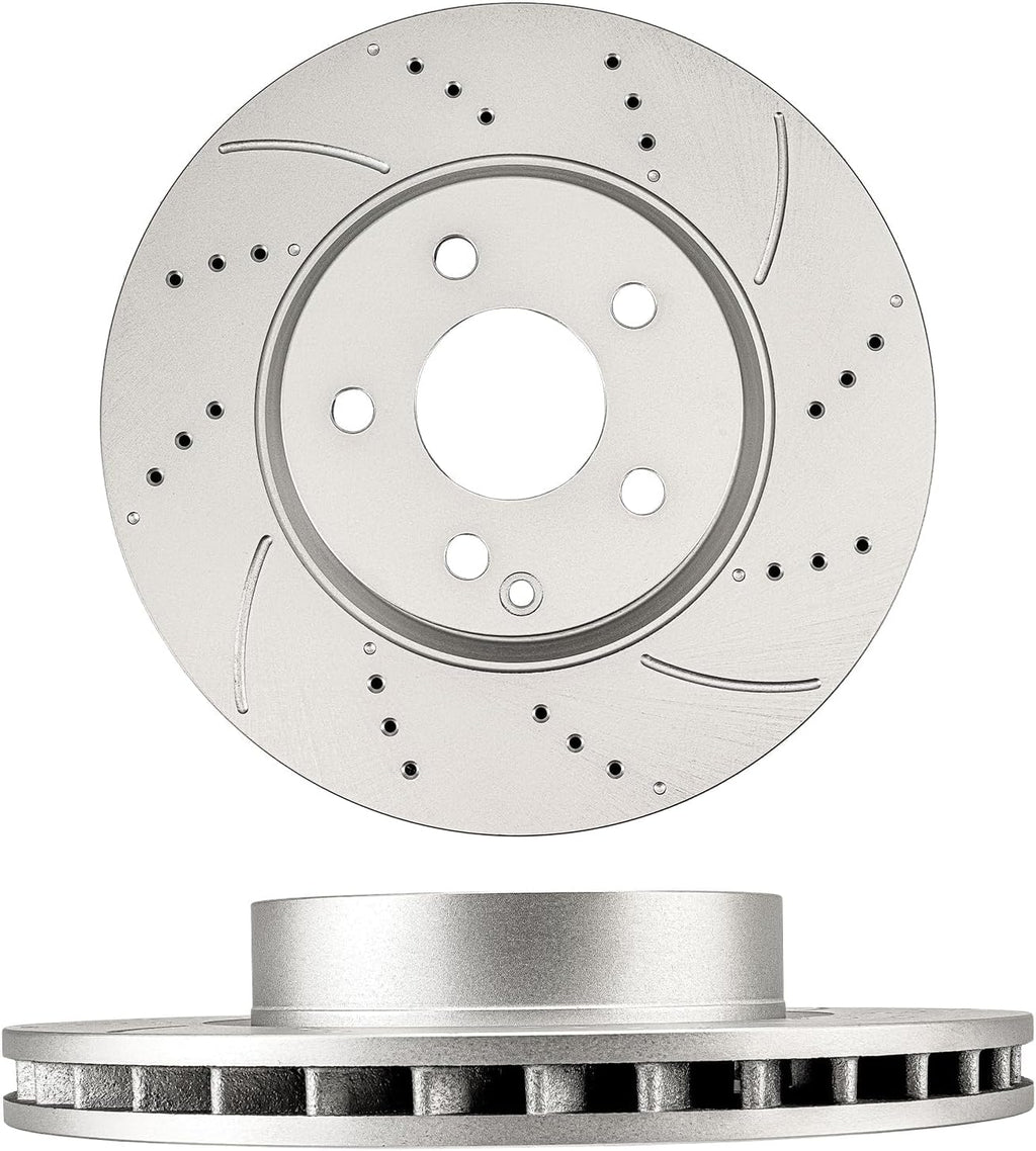 KAX Front Brake Kit, Drilled and Slotted Brake Rotors 34246, Ceramic Brake Pads D847 Fits Mercedes-Benz E350 2006-2007 3.5L, Mercedes-Benz E500 2004-2006 5.0L, Mercedes-Benz E500 2003