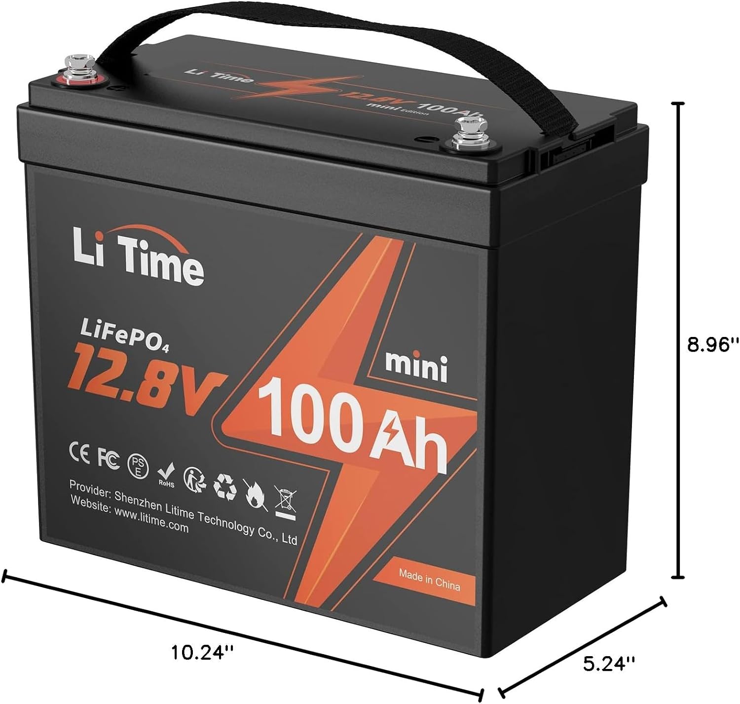LiTime 12V 100Ah Xtra-Mini Bluetooth Trolling Motor LiFePO4 Battery, 12 Volt MINI Small Lithium Batteries, Up to 15000 Deep Cycle, 100A BMS for RV, Camper, Travel Trailers, Boat, Yacht, Kayak (2-Pack)