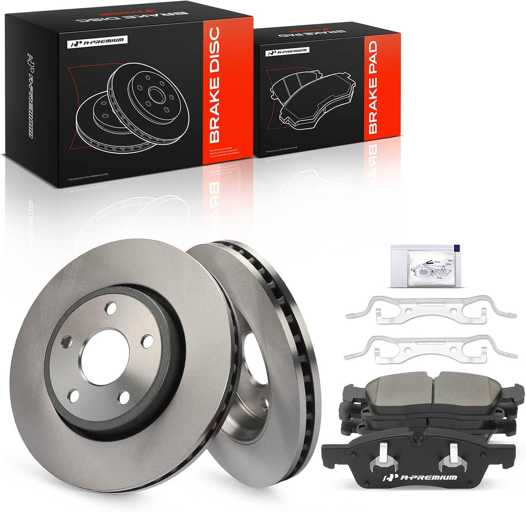 A-Premium 12.99 in (330 mm) Front Vented Disc Brake Rotors + Ceramic Pads Kit Compatible with Select Dodge and Jeep Models - Durango 2011-2020, Grand Cherokee 2011-2018, 6-PC Set