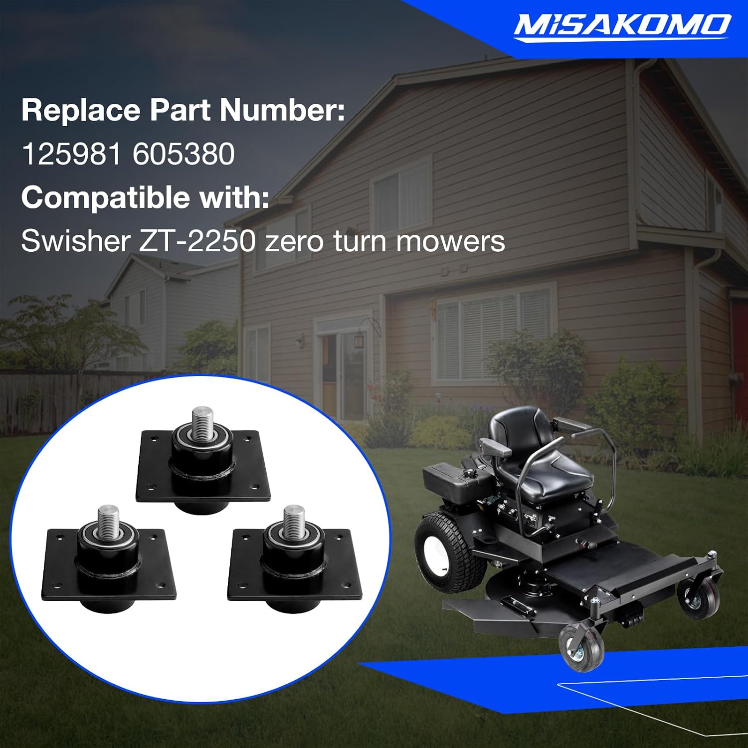 3 PCS Lawn Mower Blade Drive Spindle Compatible with Swisher ZT-2250 Zero Turn Mowers Replace Swisher 9018 285-790