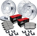 R1 Concepts Front and Rear Brake Kit Fits 2020-2024 Subaru Legacy; 2020-2024 Subaru Outback| Optimum Oep Pads, Drilled Slotted Rotors| Hardware| 12.4' Front & 11.8' Rear