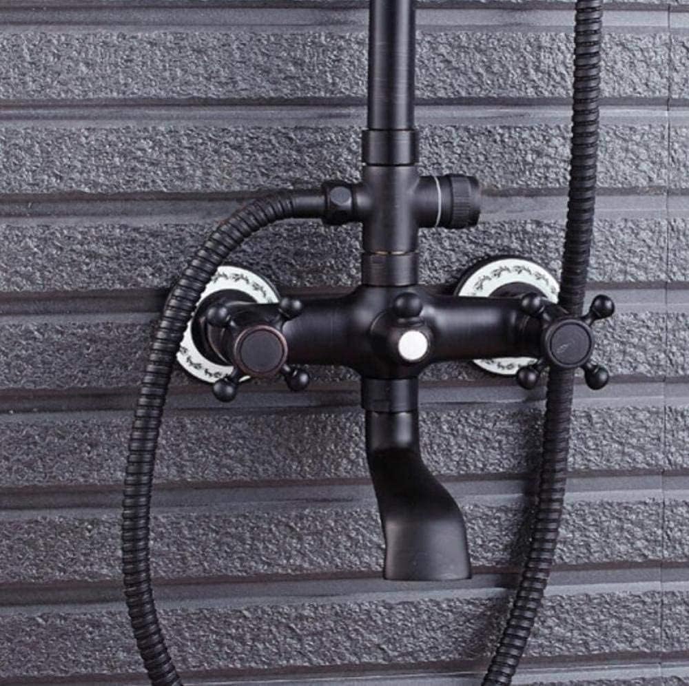 Guhaibo Continental Vintage High-End Comfortable Bathroom Black Bronze Round Type Rubber Top Spray Handheld Top Spray Hot and Cold Dual Use Shower Set