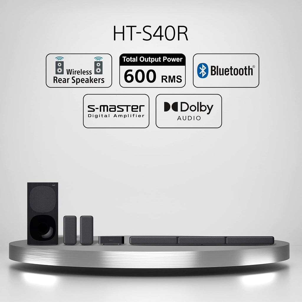 Sony WH-CH720N Noise Canceling Wireless Headphones Bluetooth Over The Ear Headset with Microphone and Alexa Built-in, Black New & HT-S40R 5.1ch Home Theater Soundbar System,Black