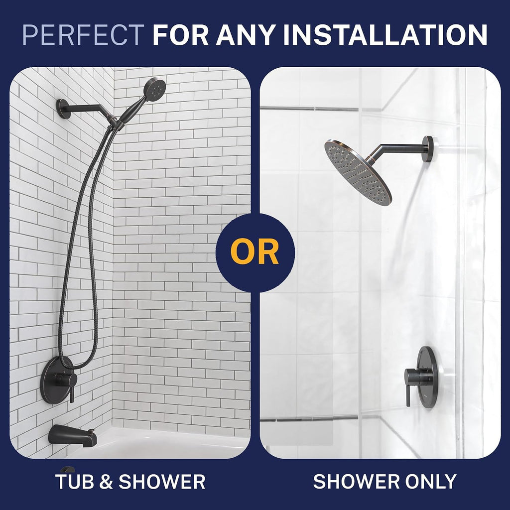 HammerHead Showers Solid Metal Single-Handle Trim Kit with Rough-In Shower Valve, Volume and Temperature Control, Pressure Balance, Oil Rubbed Bronze