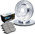 R1 Concepts Front Brake Kit Fits 2018-2024 BMW X3; 2019-2024 BMW 330i; 2019-2024 BMW 330i xDrive; 2019-2025 BMW X4|Drilled Slotted Brake Rotors| Euro Ceramic Brake Pads and Rotors Kit