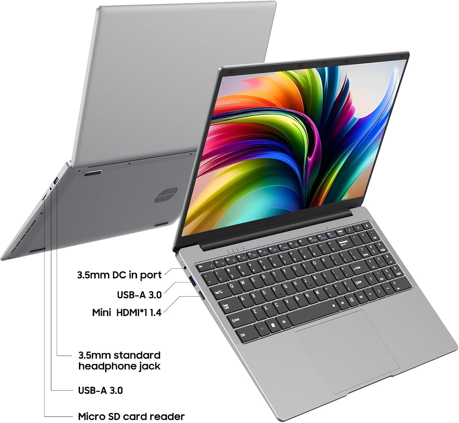 AE86 15.6' Laptop, Celeron N4000, 8GB RAM 256GB SSD, Full HD 1080P Display, Dual-Band WiFi, Mini HDMI, Lightweight Slim Silver Notebook for Business, School, Home