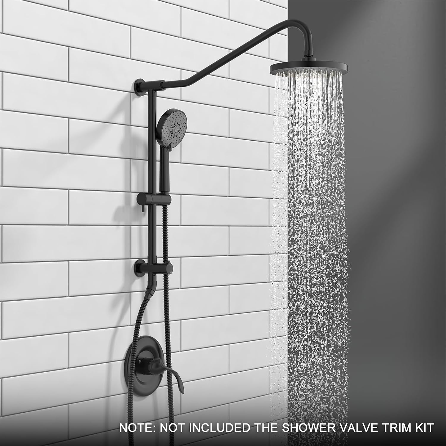 Lava Odoro 5-Function Retrofit Shower System with Rain Showerhead and Handheld Spray Matte Black, 8'' Rain Shower Faucet, 2.5 GPM, SF101-MB