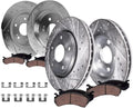 Detroit Axle - 8pc Brake Kit for Acura 2014 2015 2017 2018 RLX [Sport Hybrid SH-AWD], Drilled and Slotted Brakes Rotors Ceramic Brake Pads Replacement : 12.99' inch Front and 12.20' inch Rear Rotor