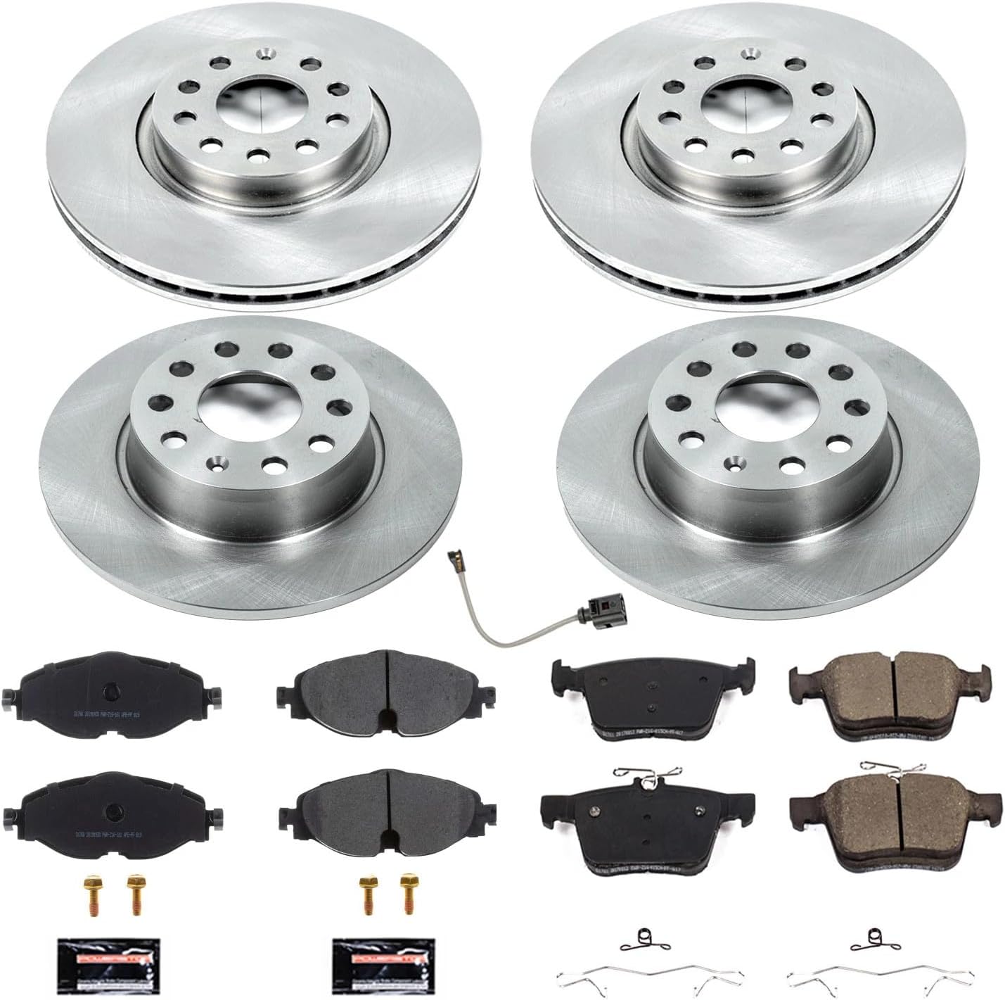 PowerStop Front and Rear Brake Kit for Audi A3 2015-20 |A3 Quattro 2015-18 |A3 Sportback e-tron 2016-18 |Volkswagen Taos 2022-24 - Z17 Ceramic Brake Pads & Disc Rotors Replacement, KOE7502