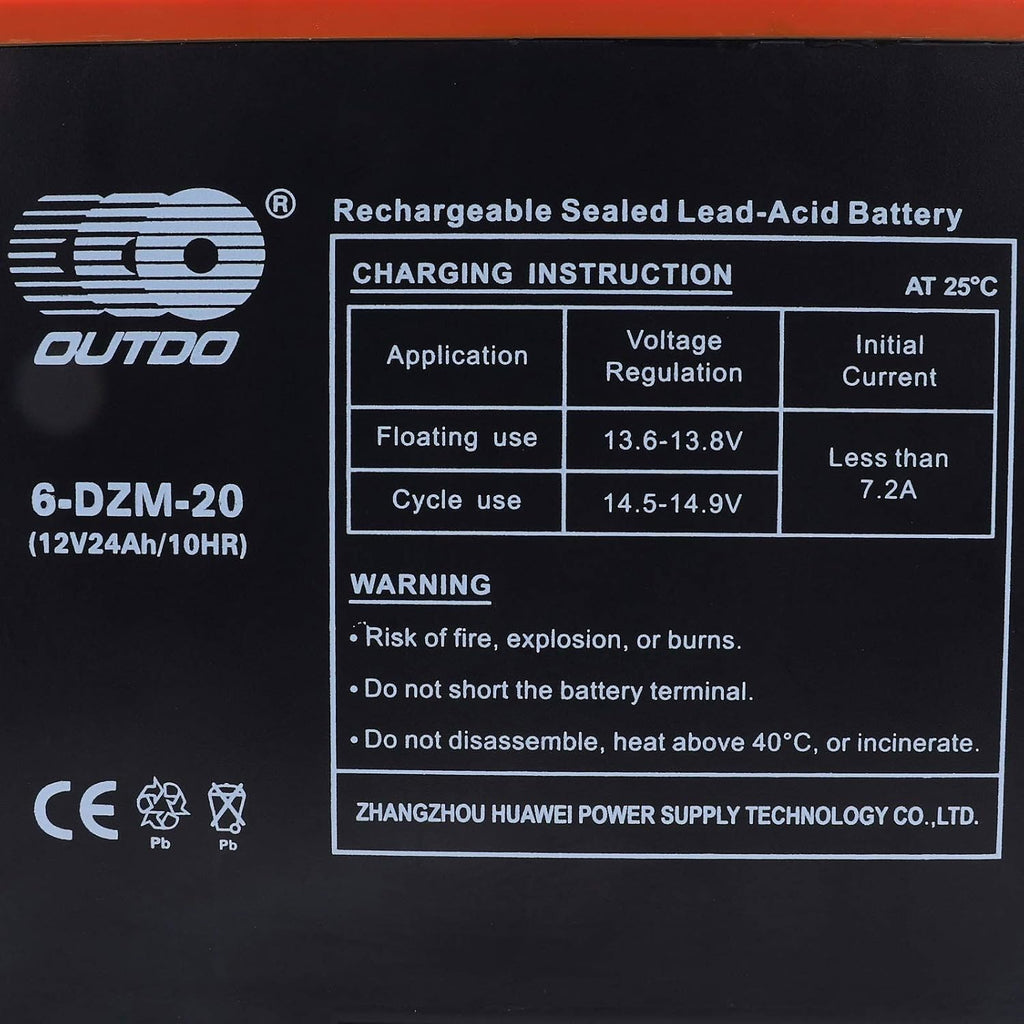 5 Pack 6-DZF-20 6-DZM-20 6DZM20 12V 24Ah Rechargeable Lead Acid Battery Nuts and Bolts for 60V Mobility Scooter Electric Go Kart Golf Cart Wheelchair Razor Dirt Quad Bike ATV UTV Lawn Mower
