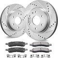 VEVOR Front Brake Kit Compatible with 2007-2017 Chevy Traverse, Buick Enclave, GMC Acadia, Saturn Outlook, Drilled and Slotted Brake Rotors Ceramic Brake Pads Replacement Kit, 12.8' Front Rotors