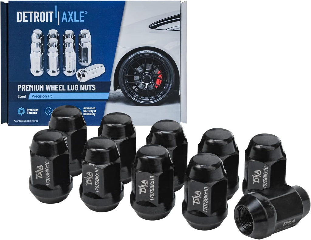 Detroit Axle - Rear Brake Kit for Dodge Grand Caravan Chrysler Town & Country Routan, Drilled Disc Brakes Rotors Ceramic Brake Pads Wheel Bearing Hubs Wheel Lug Nuts Replacement : 12 inch Rotor