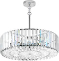VONLUCE Cystal Ceiling Light Fixture, 6-Light Semi Flush Ceiling Light with Crystal Prisms, 21 in. Chandelier for Dining Room Bedroom Entryway, Kitchen, Nickel Metal Canopy, ETL Certificated