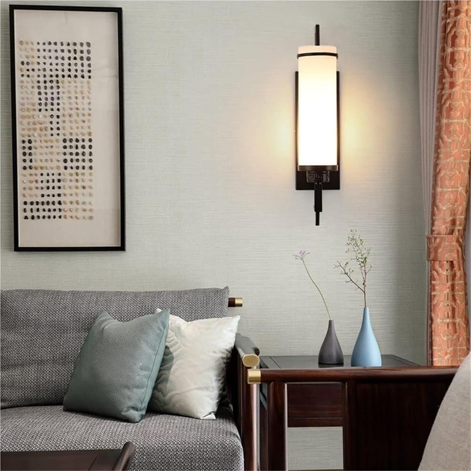 Living Room Dining Room Decorative Wall Sconce Modern Minimalist Glass Wrought Iron Wall Lamp Creative Household Lighting Fixtures Bedroom Bedside Night Wall Light(Gold)(Black)