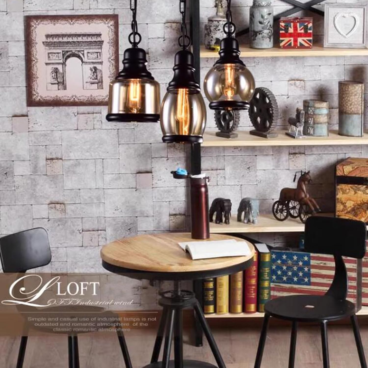 Chandelier Light Vintage Amber Glass Pendant Light Industrial Wrought Iron Hanging Lamp Mini Modern Black Adjustable Ceiling Chandelier Lights Fixture for Kitchen Island Farmhouse Loft Bar Hallway Han
